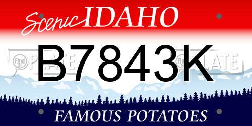 B7843K Idaho License Plate