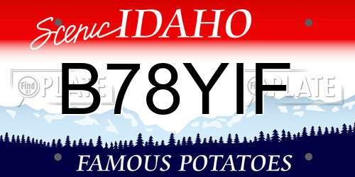 B78YIF Idaho License Plate