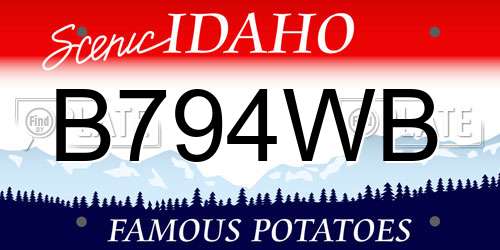 B794WB Idaho License Plate
