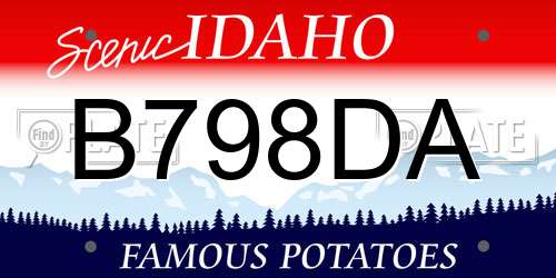 B798DA Idaho License Plate