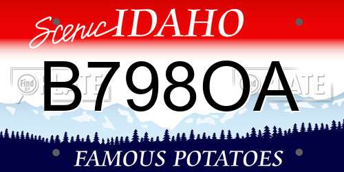 B798OA Idaho License Plate