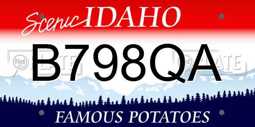 B798QA Idaho License Plate