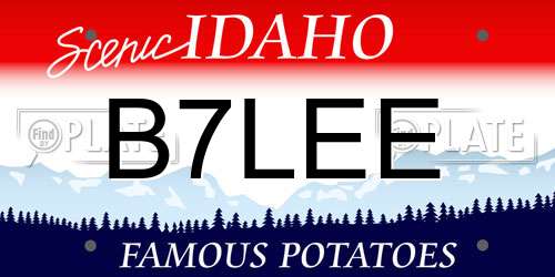 B7LEE Idaho License Plate