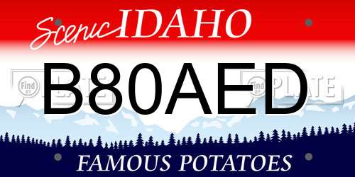 B80AED Idaho License Plate