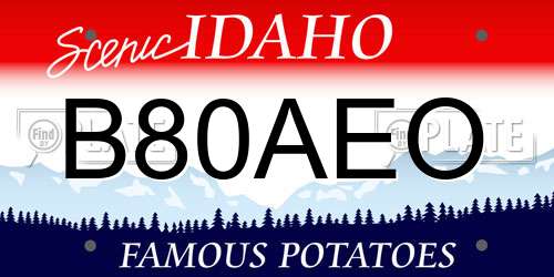 B80AEO Idaho License Plate