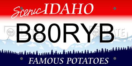 B80RYB Idaho License Plate