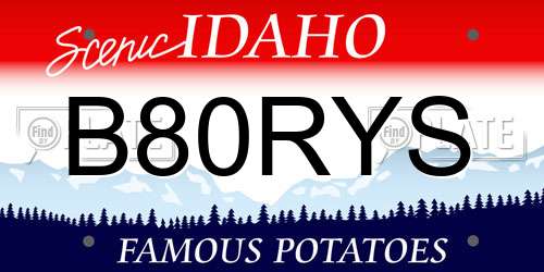 B80RYS Idaho License Plate
