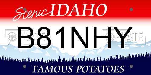 B81NHY Idaho License Plate