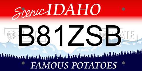 B81ZSB Idaho License Plate