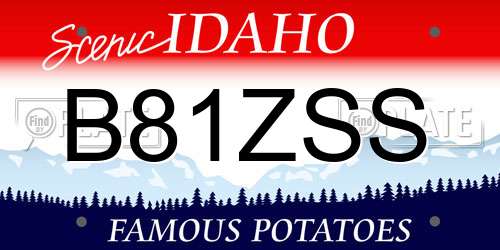 B81ZSS Idaho License Plate