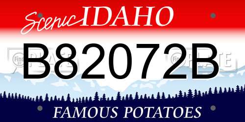 B82072B Idaho License Plate
