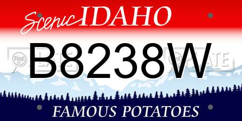 B8238W Idaho License Plate