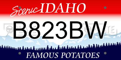 B823BW Idaho License Plate