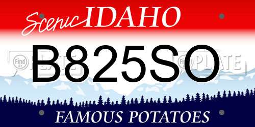 B825SO Idaho License Plate
