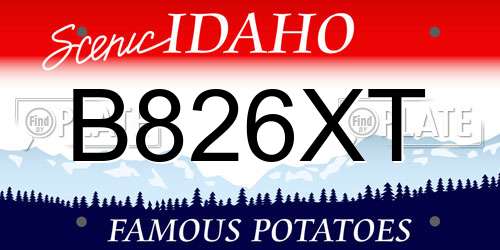 B826XT Idaho License Plate