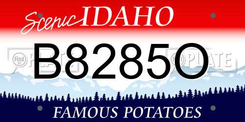 B8285O Idaho License Plate
