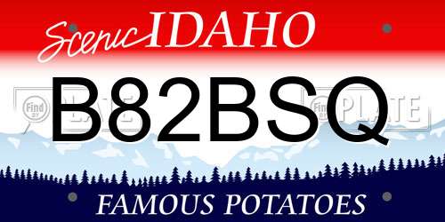 B82BSQ Idaho License Plate