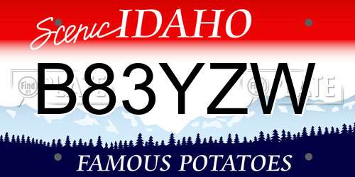 B83YZW Idaho License Plate