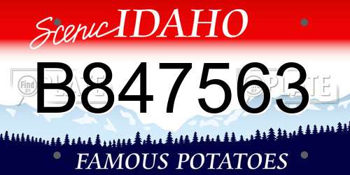 B847563 Idaho License Plate