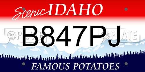 B847PJ Idaho License Plate