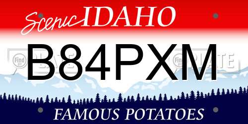 B84PXM Idaho License Plate