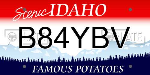 B84YBV Idaho License Plate