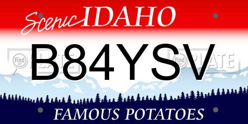 B84YSV Idaho License Plate