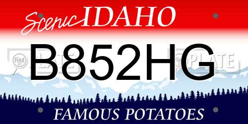 B852HG Idaho License Plate