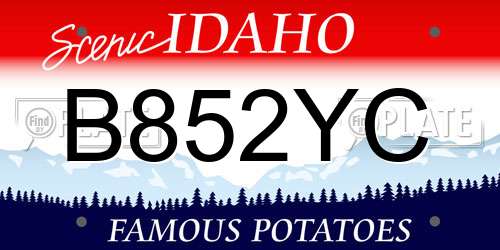 B852YC Idaho License Plate