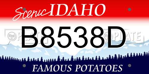 B8538D Idaho License Plate