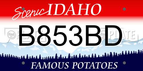 B853BD Idaho License Plate