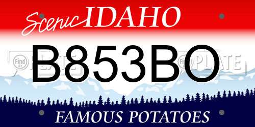 B853BO Idaho License Plate