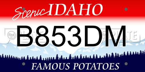 B853DM Idaho License Plate
