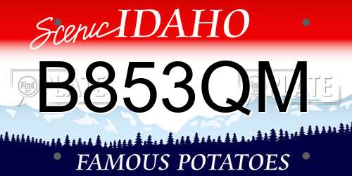 B853QM Idaho License Plate