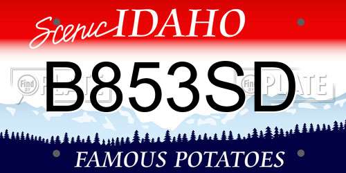 B853SD Idaho License Plate