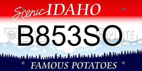 B853SO Idaho License Plate