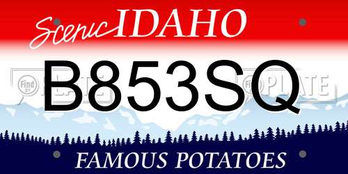 B853SQ Idaho License Plate