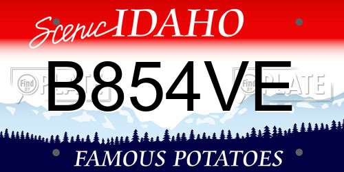B854VE Idaho License Plate