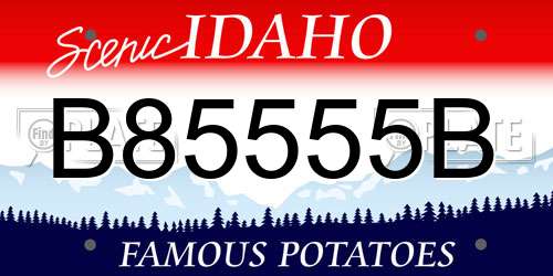 B85555B Idaho License Plate