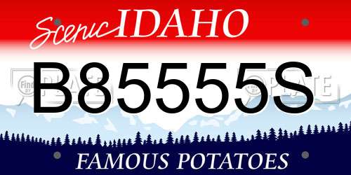 B85555S Idaho License Plate