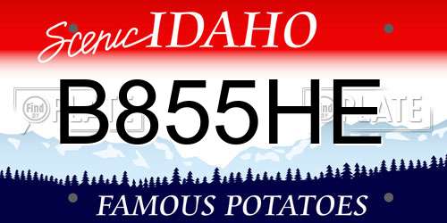 B855HE Idaho License Plate