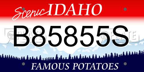 B85855S Idaho License Plate