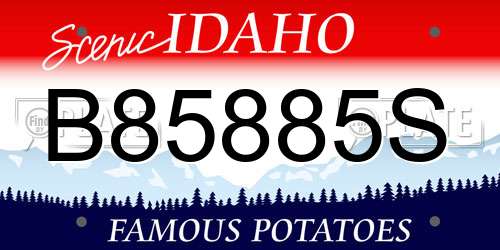 B85885S Idaho License Plate