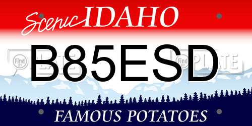 B85ESD Idaho License Plate