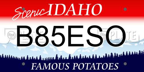 B85ESO Idaho License Plate