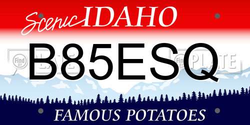 B85ESQ Idaho License Plate