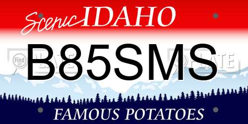 B85SMS Idaho License Plate