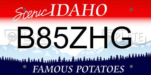 B85ZHG Idaho License Plate