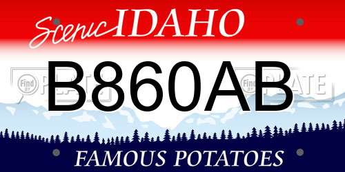 B860AB Idaho License Plate