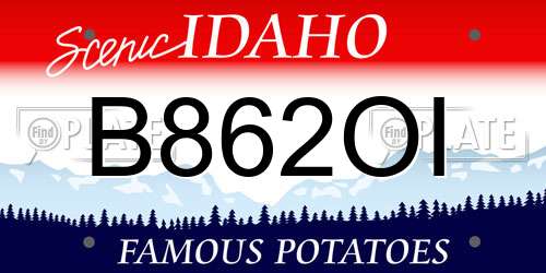 B862OI Idaho License Plate